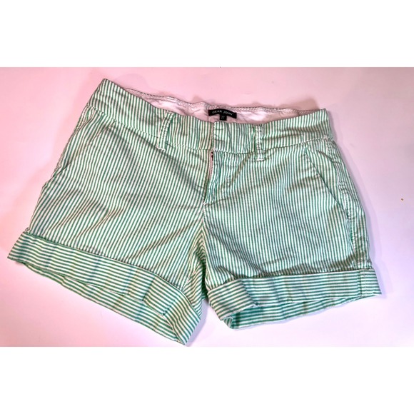 Dear John Pants - 'Dear John' Classic Pin Striped Cuffed Green Shorts, Size 27 Women's